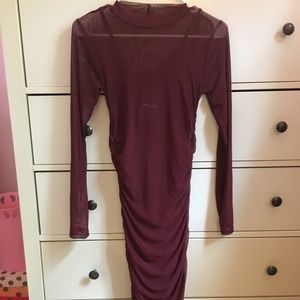 NWT Forever 21 XS Maroon Mesh Dress
